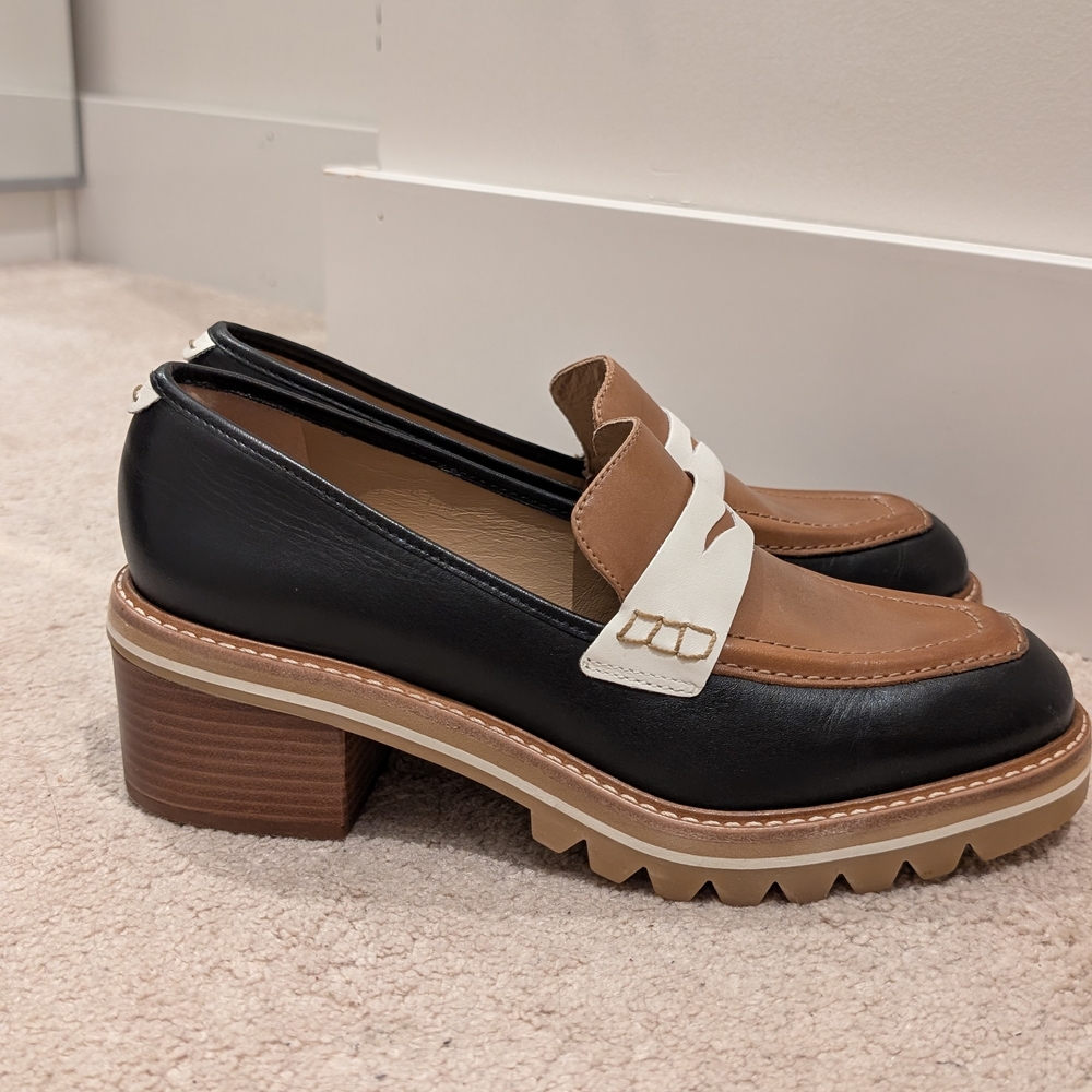 NWOT Bernardo Chandler Women's Black Brown & White Loafers Size 9